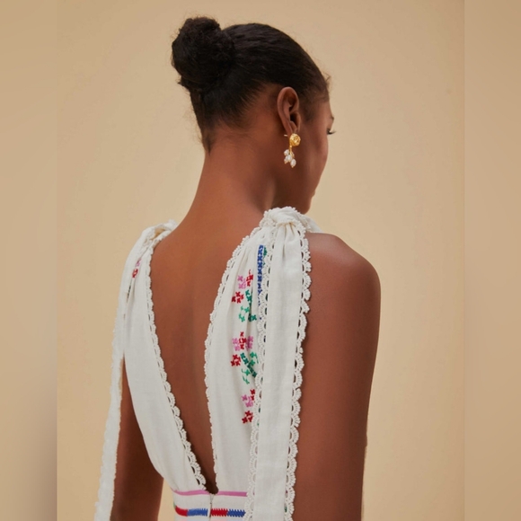 NWT FARM RIO Off-white Embroidered Maxi Dress Small $375 - Picture 10 of 12